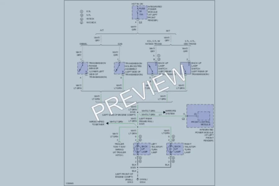 2005 Dodge R1500 Exterior Lights wiring diagram preview with protected circuit layout