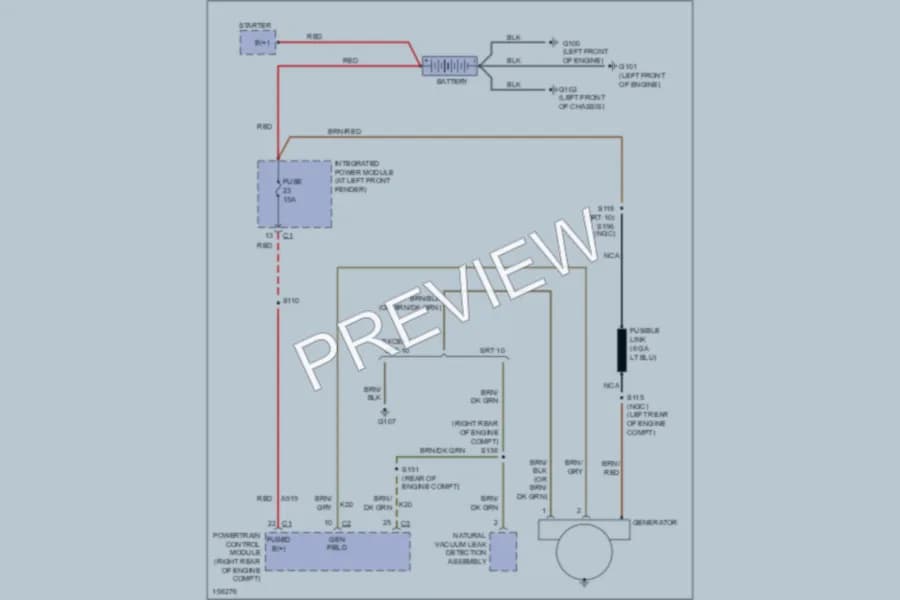 2005 Dodge R1500 Starting Charging wiring diagram preview with protected circuit layout