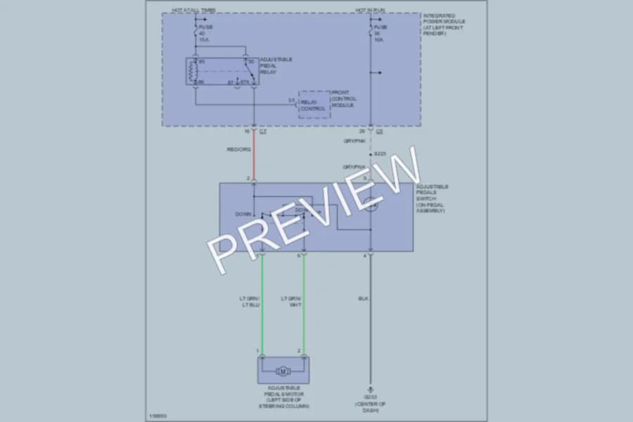 2005 Dodge R2500 Power Seats wiring diagram preview with protected circuit layout