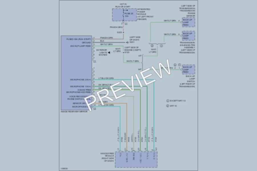 2005 Dodge R3500 Power Mirrors wiring diagram preview with protected circuit layout