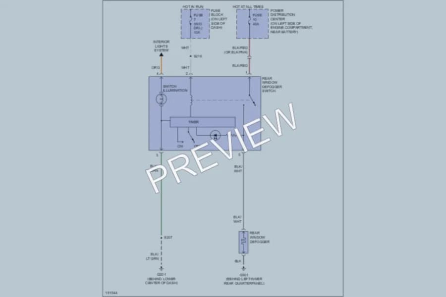 2005 Dodge SX20 Defoggers wiring diagram preview