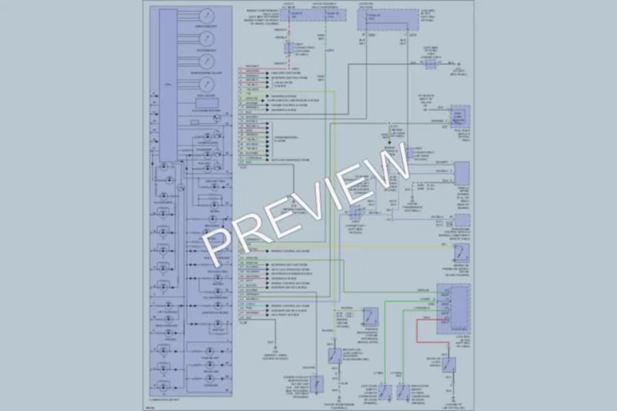 2005 Dodge 2D Coupe Instrument Cluster wiring diagram preview with protected circuit layout