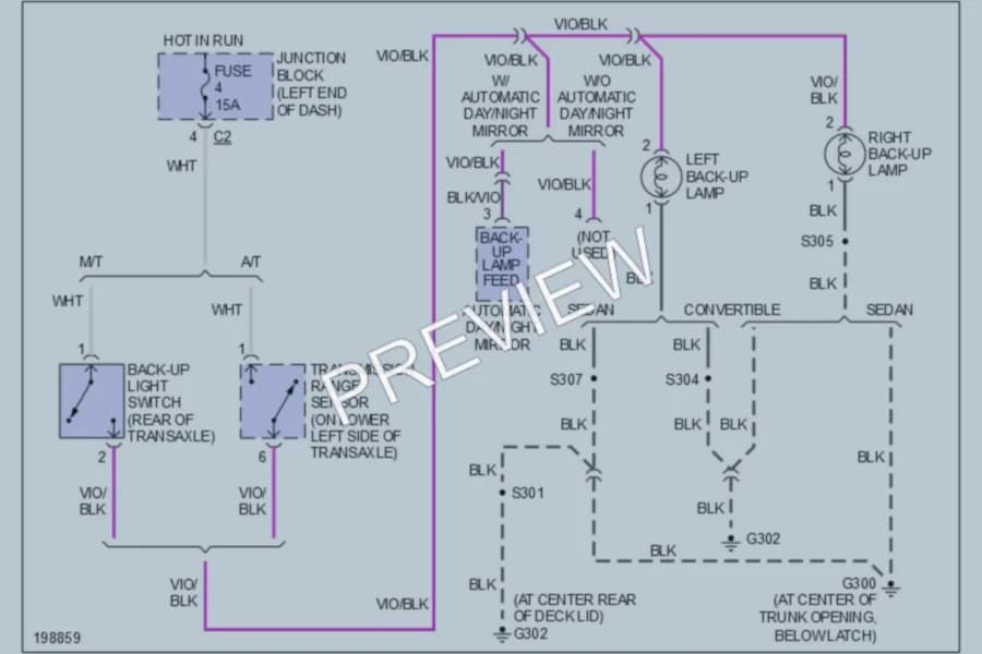2005 Dodge 4D Sedan Exterior Lights wiring diagram preview with protected circuit layout