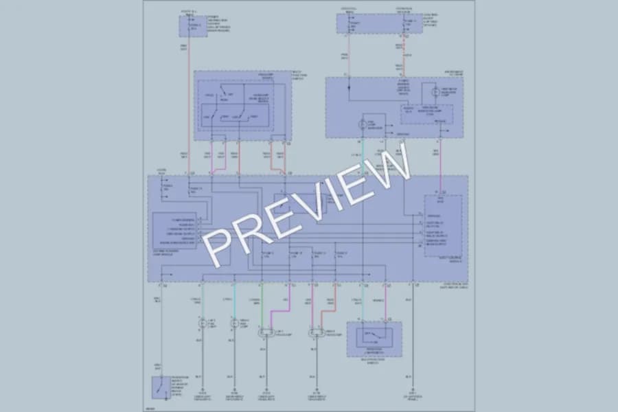 2005 Dodge 4D Sedan Headlights wiring diagram preview with protected circuit layout