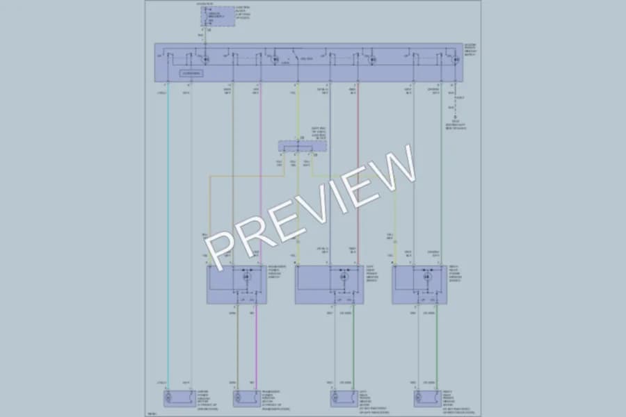 2005 Dodge 4D Sedan Power Windows wiring diagram preview with protected circuit layout