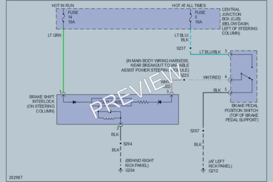 2005 Ford CrownVictoria Shift Interlock wiring diagram preview