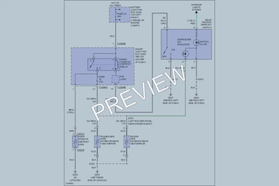 2005 Ford Escape Defoggers wiring diagram preview