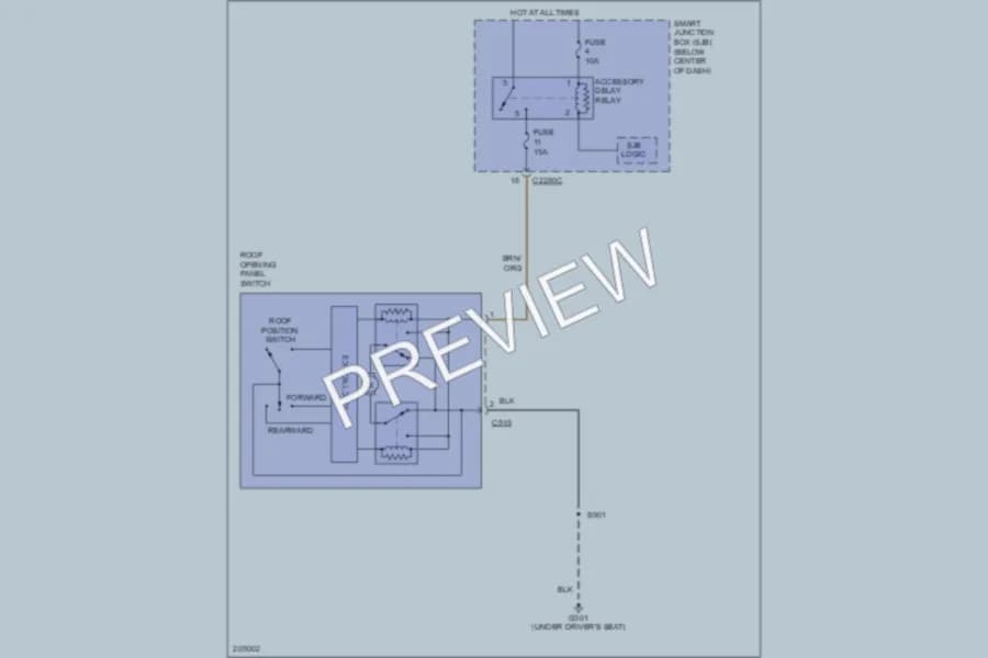 2005 Ford Escape Power Top Sunroof wiring diagram preview