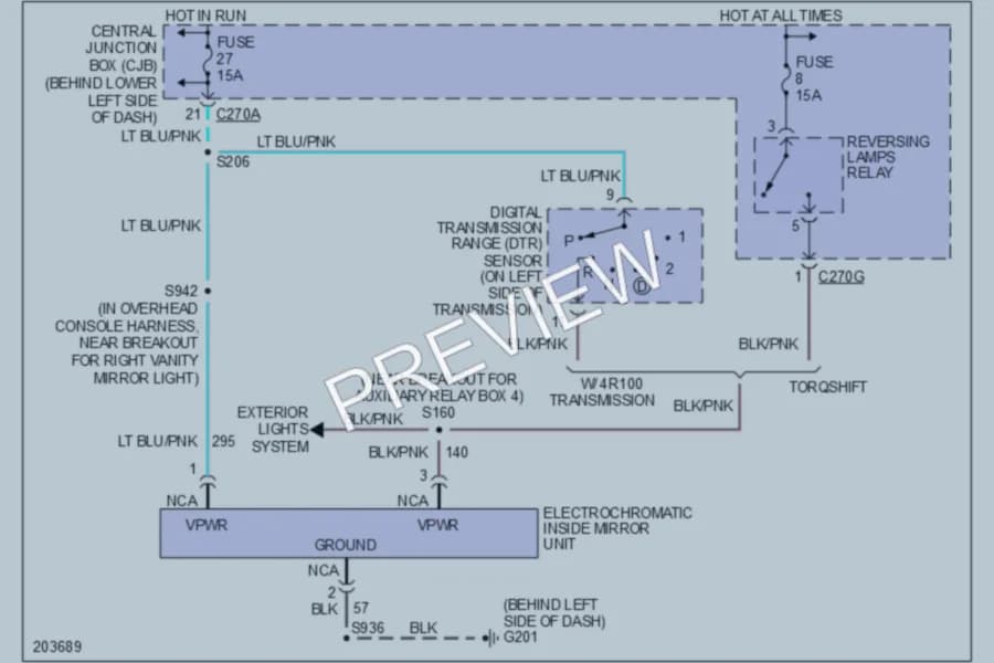 2005 Ford Excursion Power Mirrors wiring diagram preview