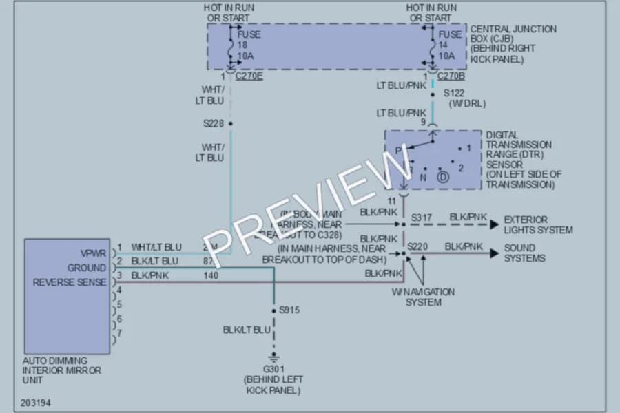 2005 Ford Expedition Power Mirrors wiring diagram preview