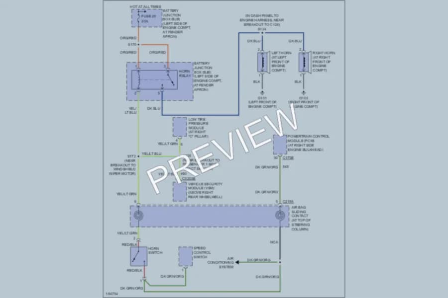 2005 Ford Explorer Horn wiring diagram preview