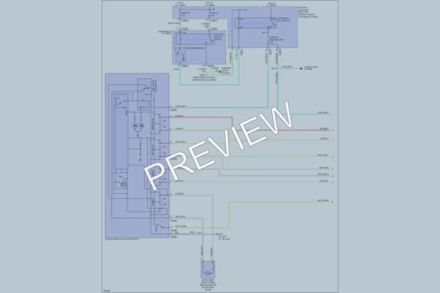 2005 Ford F250 Super Duty Power Windows wiring diagram preview with protected circuit layout