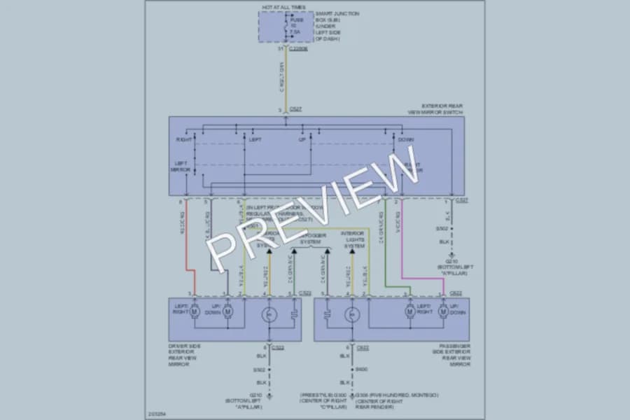2005 Ford FiveHundred Power Mirrors wiring diagram preview