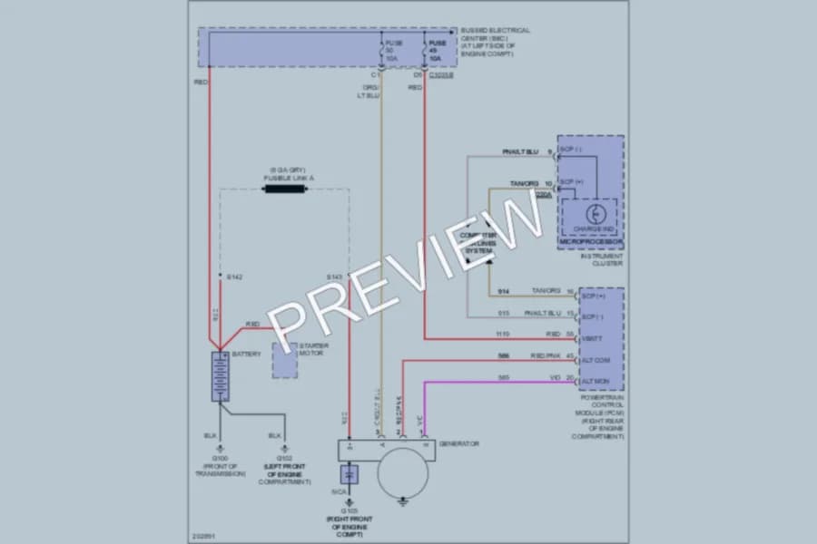 2005 Ford Freestar Starting Charging wiring diagram preview