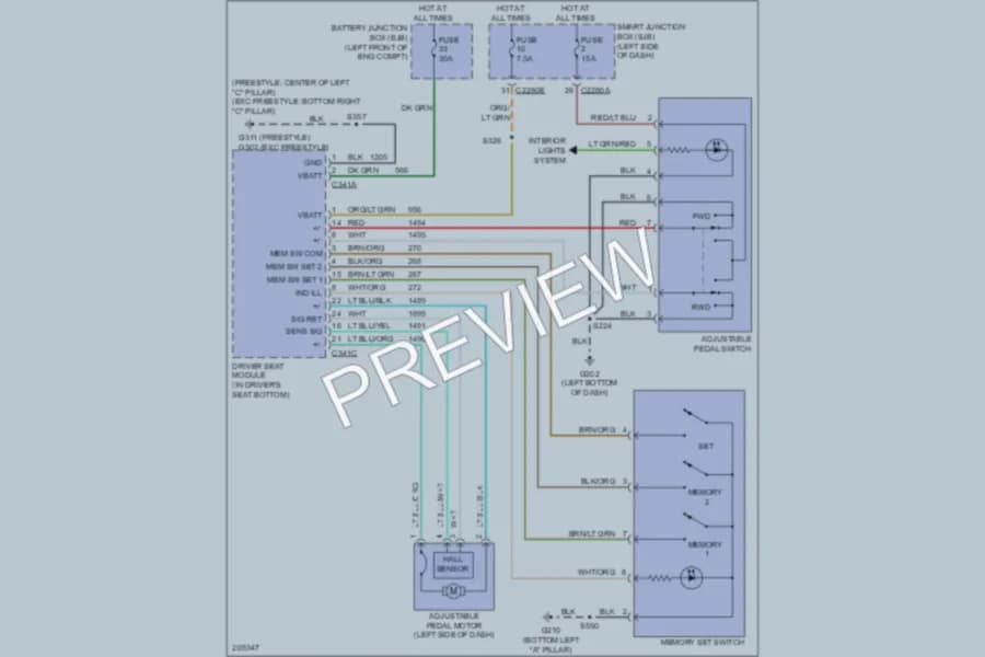 2005 Ford Freestyle Memory Systems wiring diagram preview