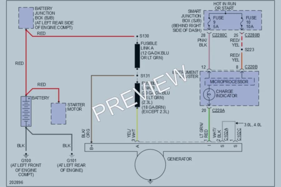 2005 Ford Ranger Starting Charging wiring diagram preview