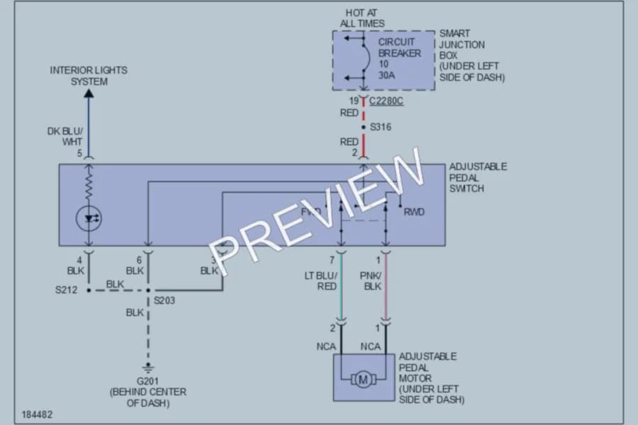 2005 Ford Taurus Power Seats wiring diagram preview
