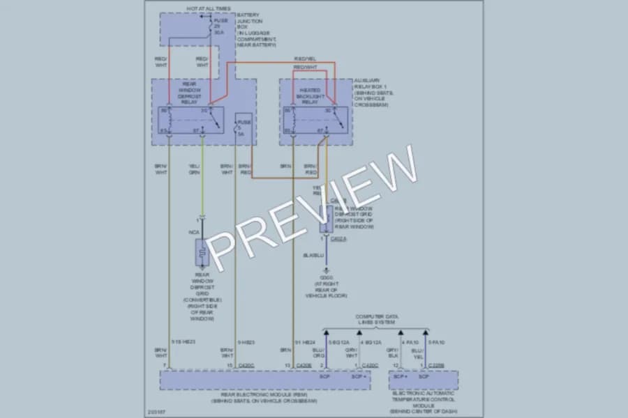 2005 Ford Thunderbird Defoggers wiring diagram preview
