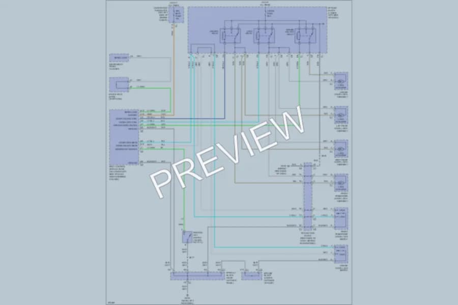 2005 GMC 3500 Power Door Locks wiring diagram preview with protected circuit layout