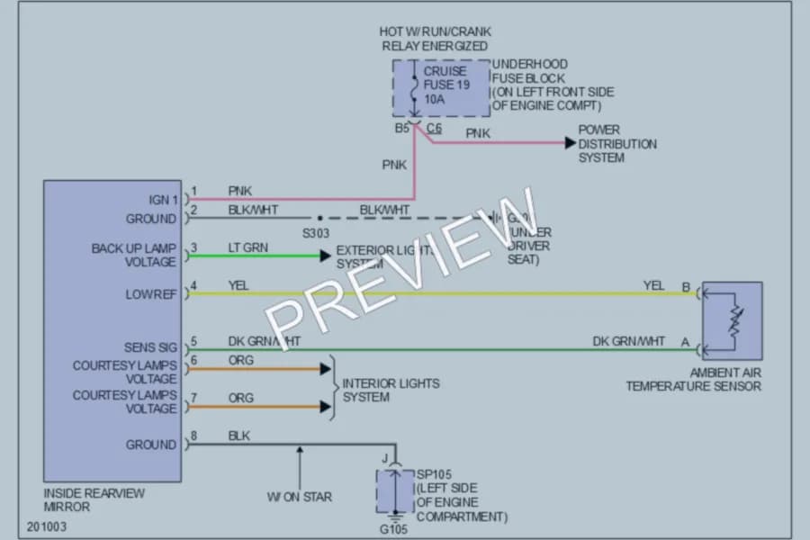 2005 GMC Canyon Power Mirrors wiring diagram preview
