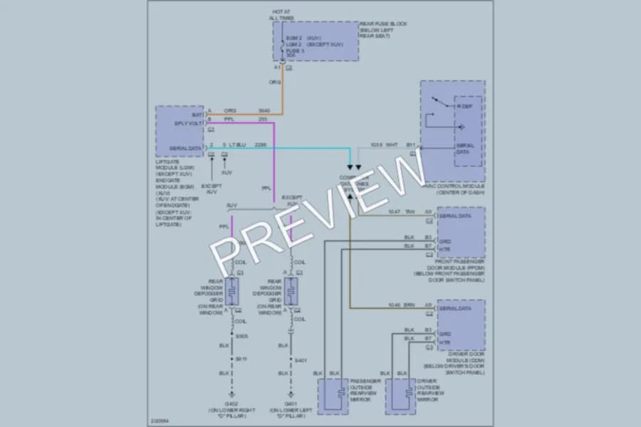 2005 GMC EnvoyXL Defoggers wiring diagram preview