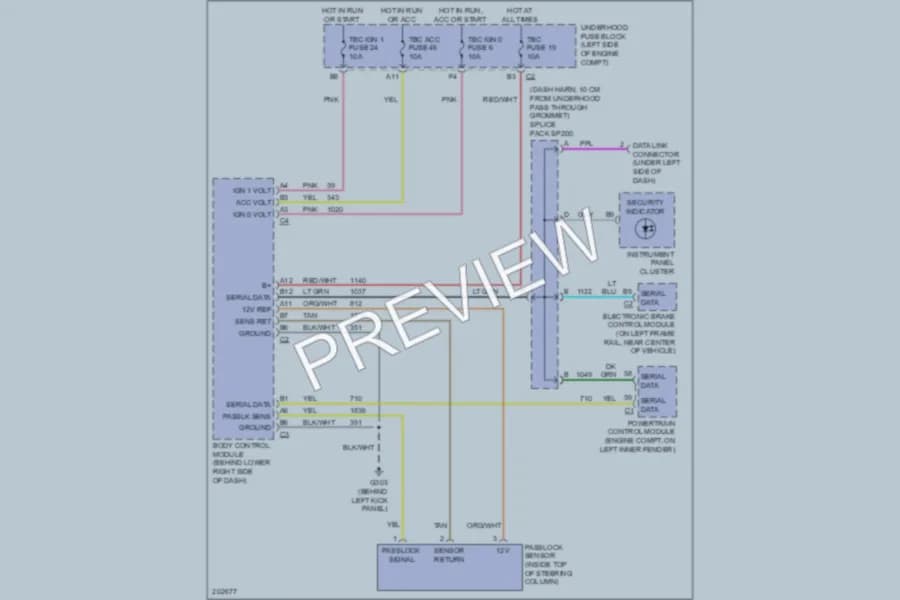 2005 GMC H1500 Anti Theft wiring diagram preview with protected circuit layout
