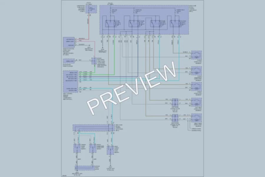2005 GMC H1500 Power Door Locks wiring diagram preview with protected circuit layout