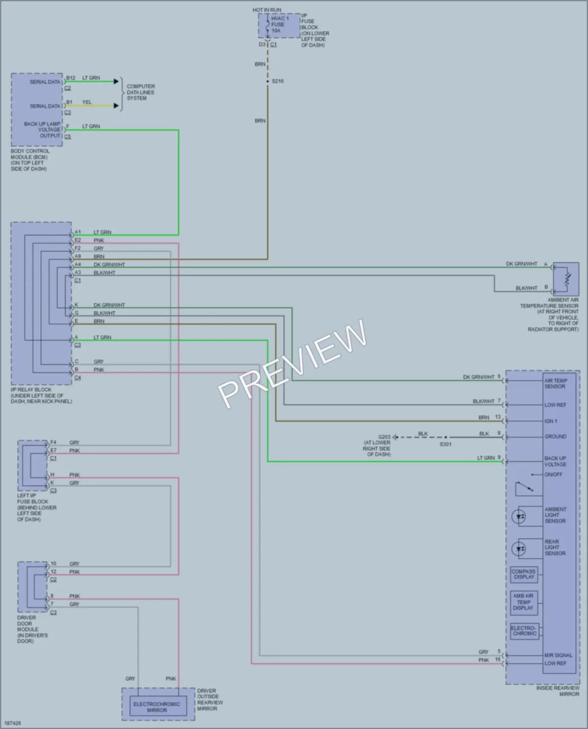 2005 HUMMER H2 Power Mirrors wiring diagram preview