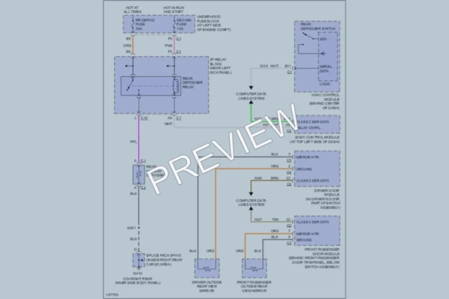 2005 HUMMER H2SUT Defoggers wiring diagram preview