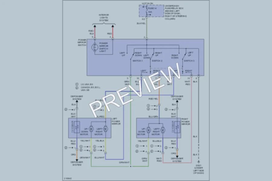 2005 Honda CRV Power Mirrors wiring diagram preview