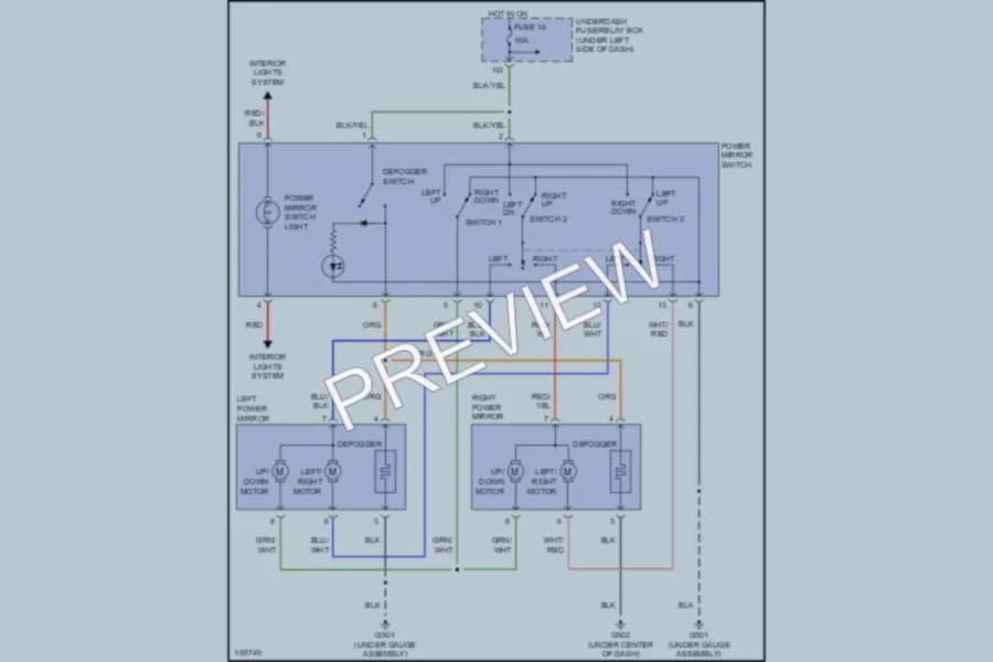 2005 Honda Civic Power Mirrors wiring diagram preview