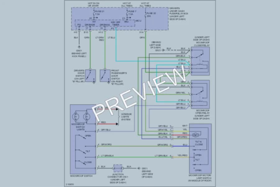 2005 Honda Odyssey Power Top Sunroof wiring diagram preview
