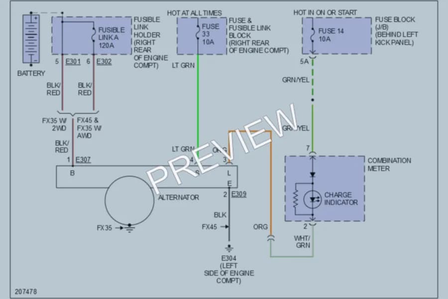 2005 Infiniti FX35 Starting Charging wiring diagram preview