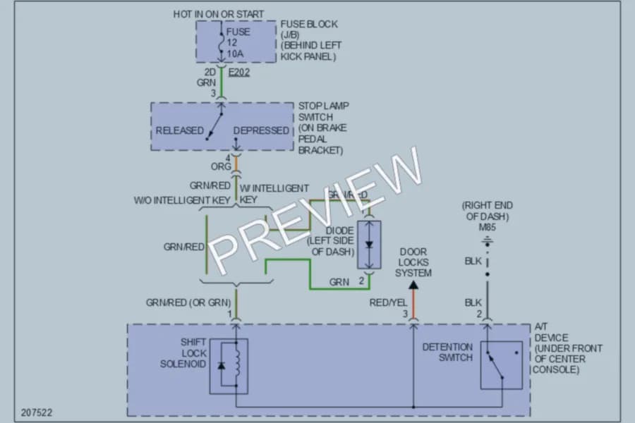 2005 Infiniti FX45 Shift Interlock wiring diagram preview