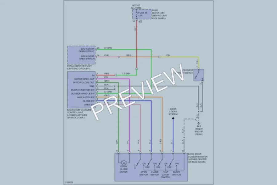 2005 Infiniti FX45 Trunk Tailgate Fuel Door wiring diagram preview