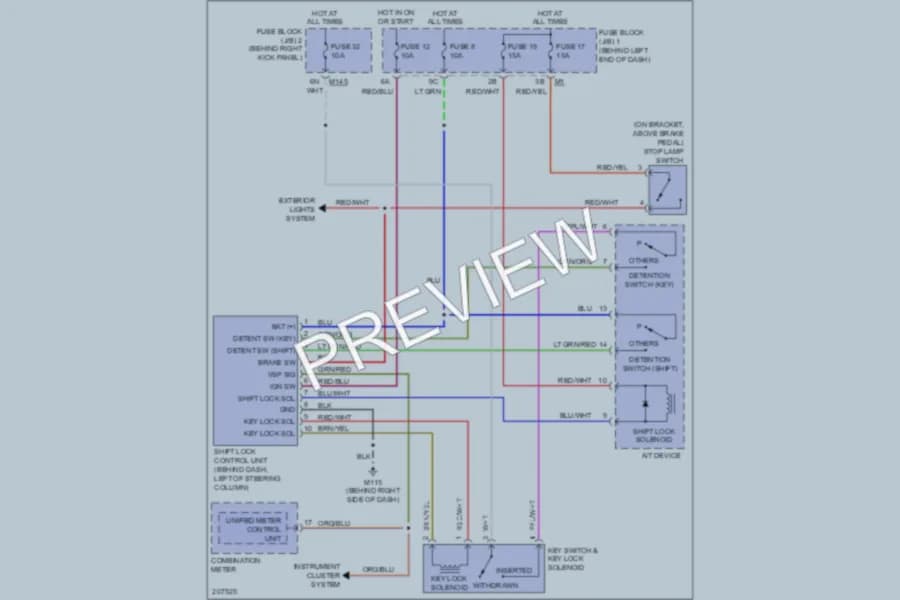 2005 Infiniti Q45 Shift Interlock wiring diagram preview