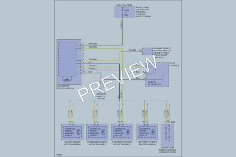 2005 Jaguar SType Power Top Sunroof wiring diagram preview