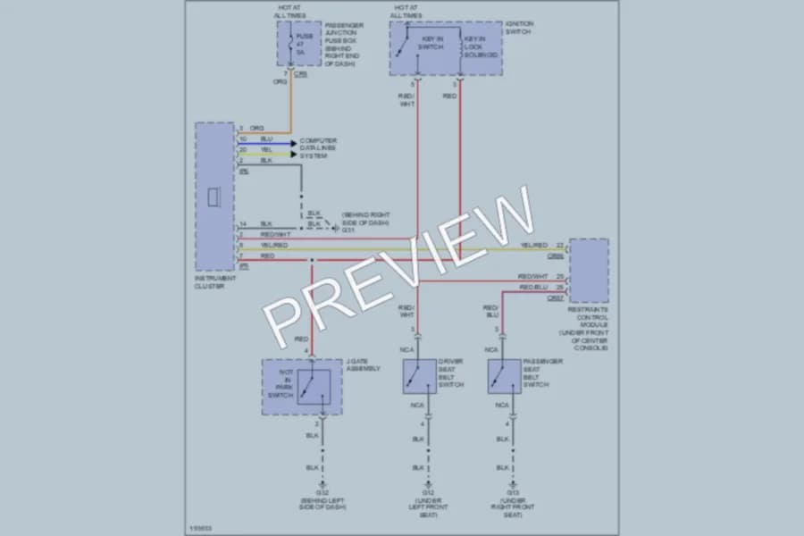 2005 Jaguar XJ8 Warning Systems wiring diagram preview