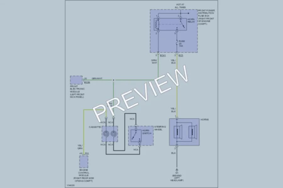 2005 Jaguar XJR Horn wiring diagram preview