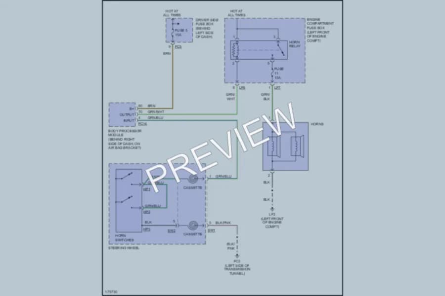 2005 Jaguar XK8 Horn wiring diagram preview