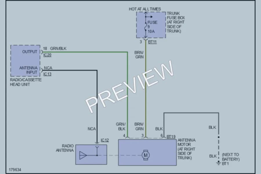 2005 Jaguar XKR Power Antenna wiring diagram preview