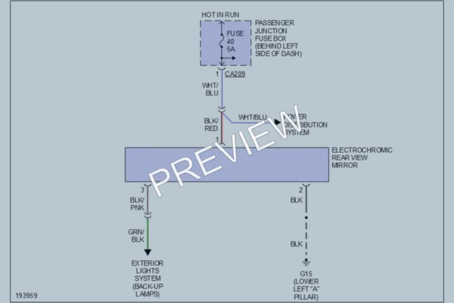 2005 Jaguar XType Power Mirrors wiring diagram preview