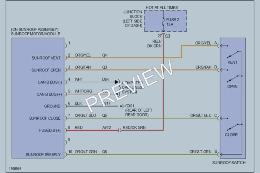 2005 Jeep GrandCherokee Power Top Sunroof wiring diagram preview
