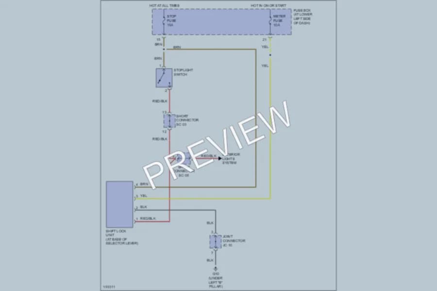 2005 Kia Rio Shift Interlock wiring diagram preview