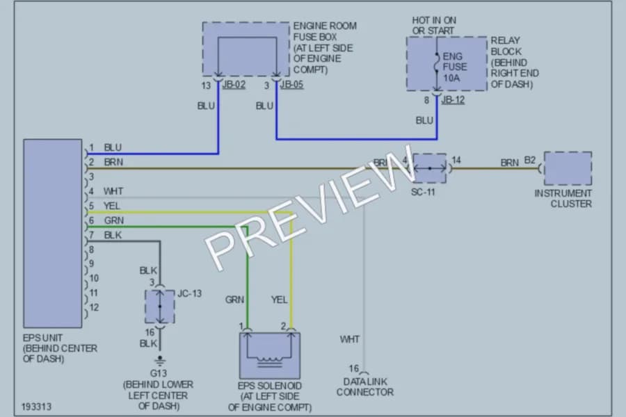 2005 Kia Sorento Electronic Power Steering wiring diagram preview