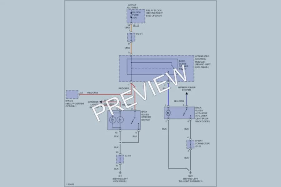 2005 Kia Sorento Trunk Tailgate Fuel Door wiring diagram preview