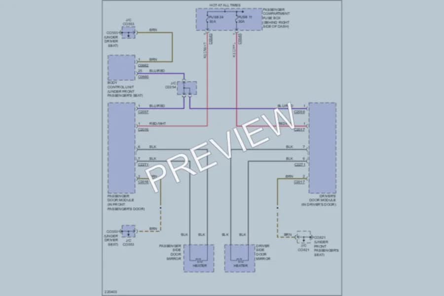 2005 LandRover RangeRover Defoggers wiring diagram preview
