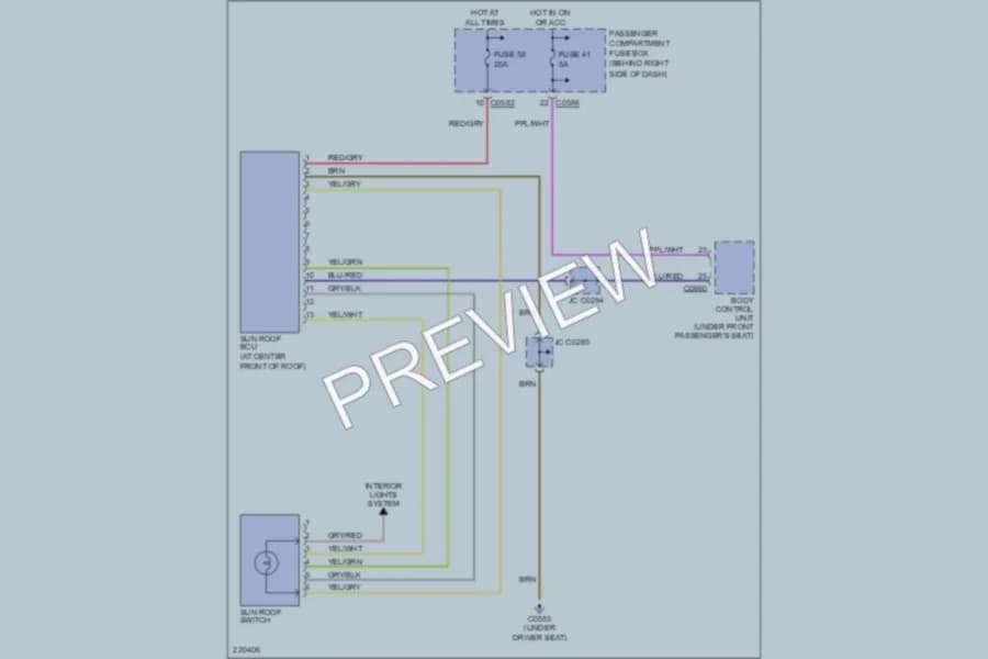 2005 LandRover RangeRover Power Top Sunroof wiring diagram preview