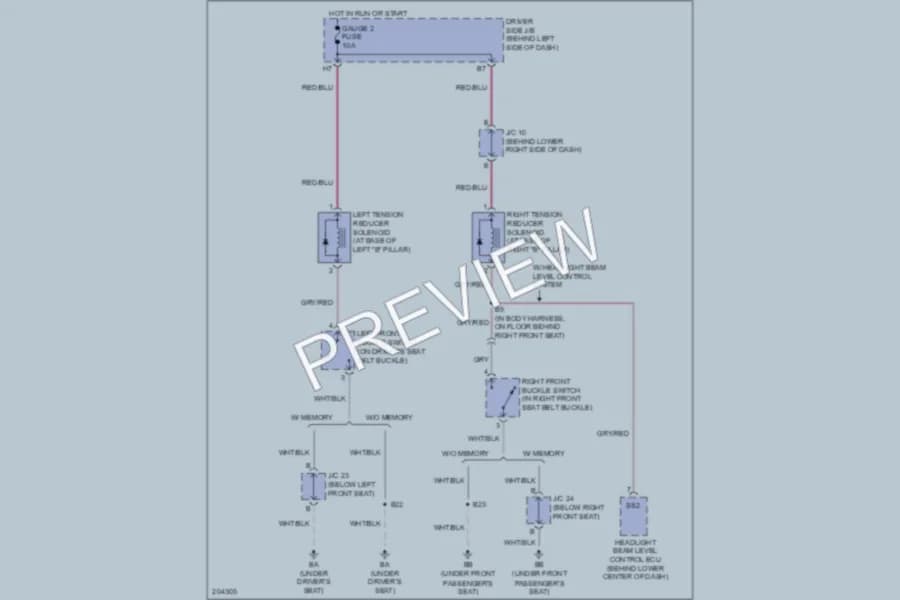 2005 Lexus ES330 Passive Restraints wiring diagram preview