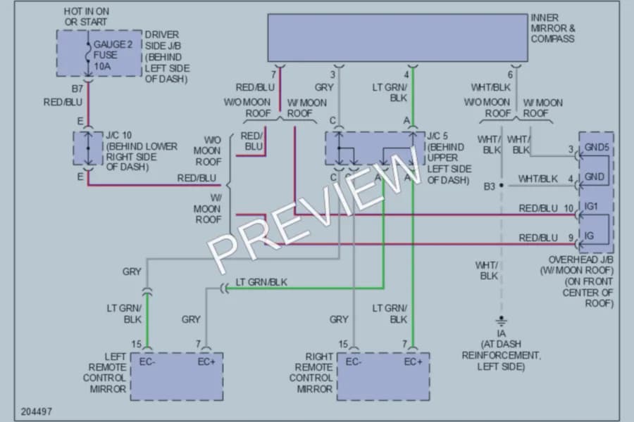 2005 Lexus ES330 Power Mirrors wiring diagram preview